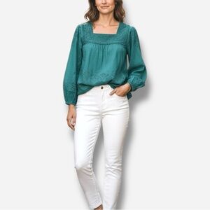 🌸New🌸 Zara Basic Square Neck Blouse Top Sz XS Embroidered NWT